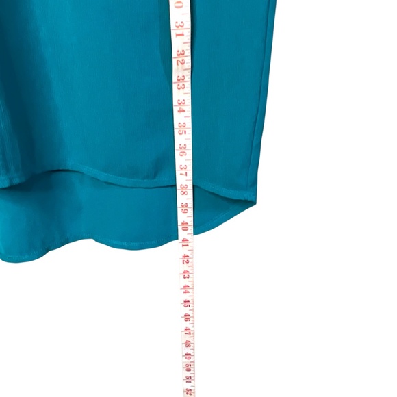 ANTHROPOLOGIE DOLAN Teal Green Cupro Blend Short Sleeve Dress Hi-Lo Hem US Sz XL - Picture 8 of 11